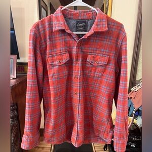 Grayers Orange/Red and Light Blue Plaid Flannel Shirt